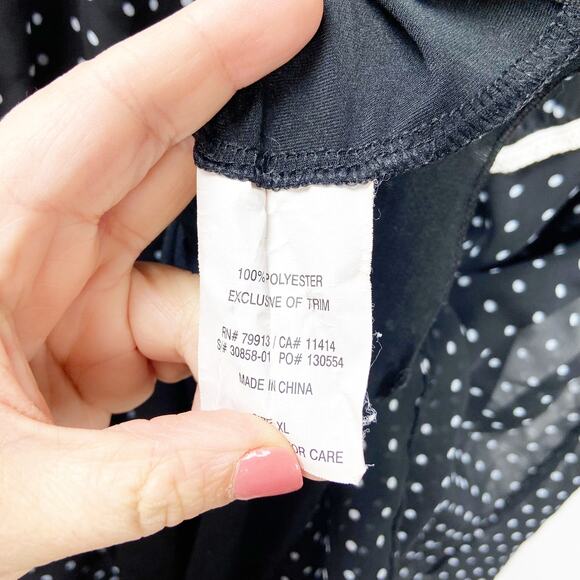 Oh Baby! Motherhood Maternity XL Womens Black Polka Dot Babydoll Blouse Top - Picture 6 of 8